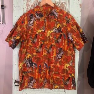 Men’s Vintage no brand/size western eagle Indian pearl snap button down